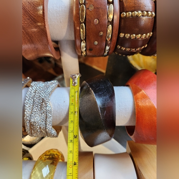 Rust Orange Wooden Statement Bracelet - Picture 9 of 11